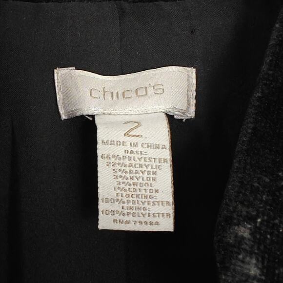 Chico's Flocked Tapestry Duster Jacket Size Large /2 Black Gold Pockets Velvet - Picture 8 of 10